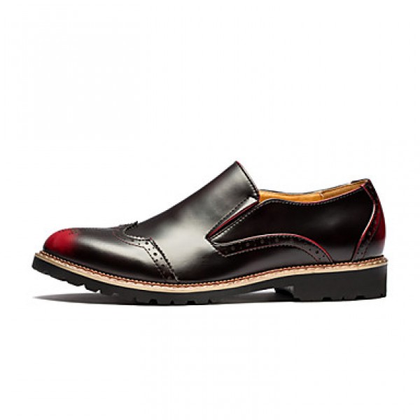 Men's Shoes Office & Career / Party & Evening / Casual Leather Loafers Black / Red / Silver  