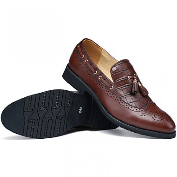 Men's Shoes Casual Leather Loafers Black/Brown/Bur...