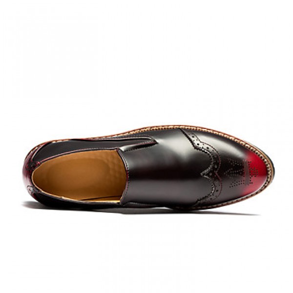 Men's Shoes Office & Career / Party & Evening / Casual Leather Loafers Black / Red / Silver  