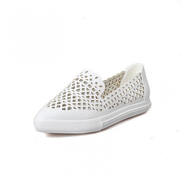 Women's Loafers & Slip-Ons Summer Comfort Leather Casual Flat Heel Others Black / White / Silver Others