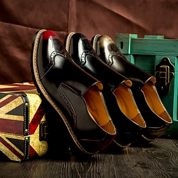 Men's Shoes Office & Career / Party & Evening / Casual Leather Loafers Black / Red / Silver  