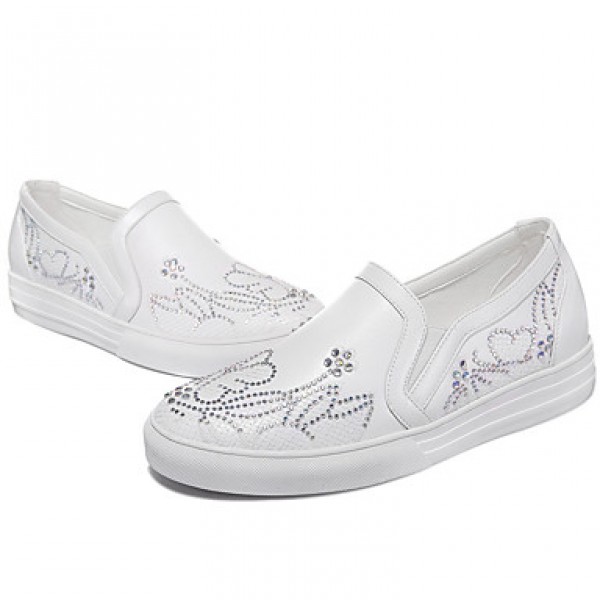 Women's Shoes Synthetic Spring / Fall / Winter Moccasin Totes Athletic / Casual Flat Heel Glitter Silver / White