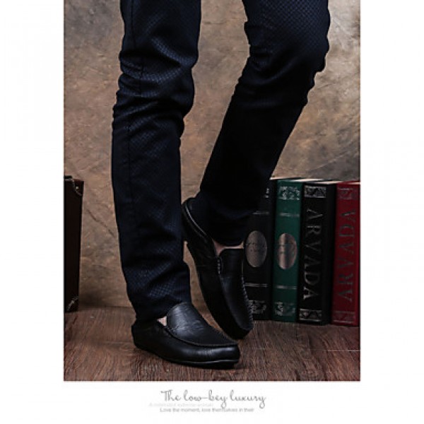 Men's Shoes Leather Office & Career / Casual Loafers Office & Career / Casual Flat Heel Black / Blue / Brown  