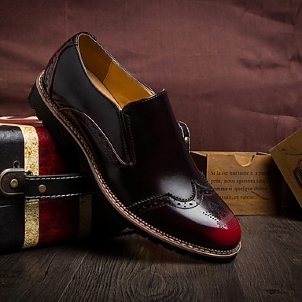 Men's Shoes Office & Career / Party & Evening / Casual Leather Loafers Black / Red / Silver  